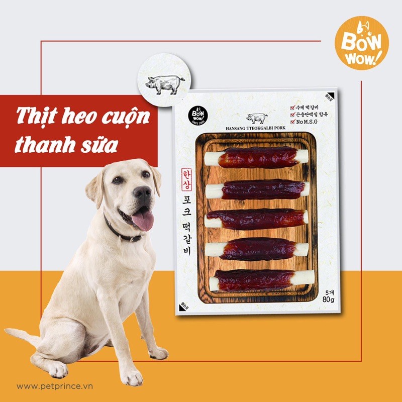 Bowwow thịt gà/vịt/heo thanh cuộn sữa 80g (Hàn Quốc)