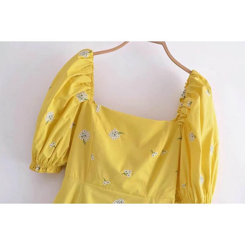 Đầm hoa vàng hàng TQXK