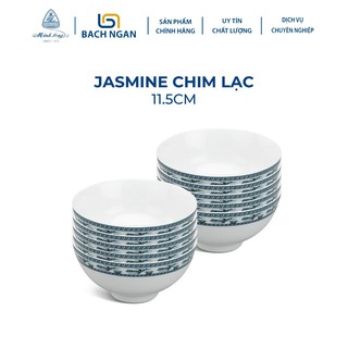 Bộ 10 Chén Ăn Cơm Minh Long 11.5cm - Jasmine Chim Lạc sứ cao cấp, đẹp, họa tiết cổ điển dùng gia đình, tặng quà