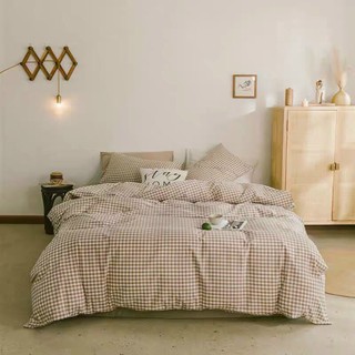 Set chăn ga gối Poly 4 món - kẻ