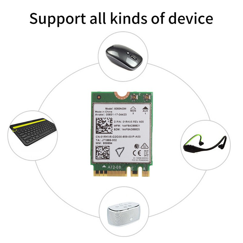 Card Mạng Wifi 9260 Ac 9260ngw M.2 2030mbps 2.4g / 5ghz 802.11ac Bluetooth 5.0 Cho Laptop Máy Tính Windows 10 | BigBuy360 - bigbuy360.vn