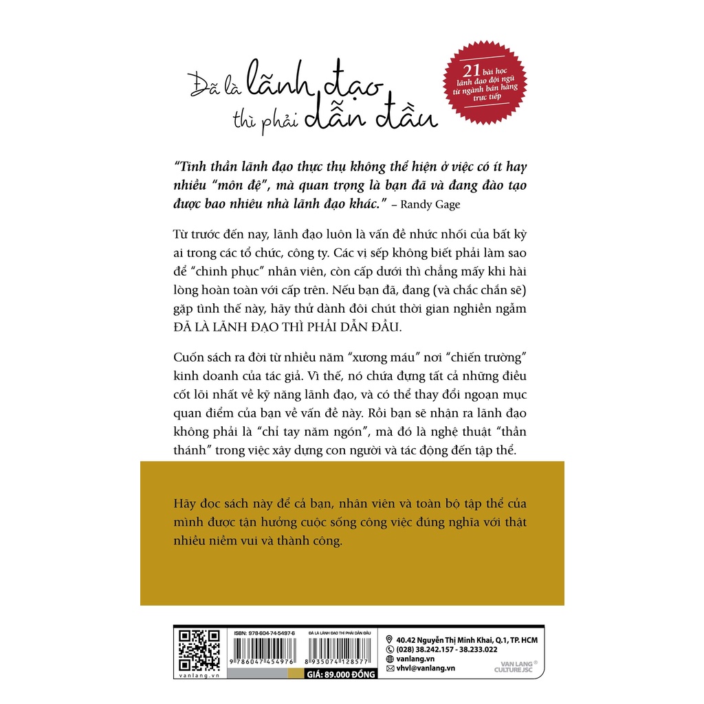 Sách Đã Là Lãnh Đạo Thì Phải Dẫn Đầu - VLG