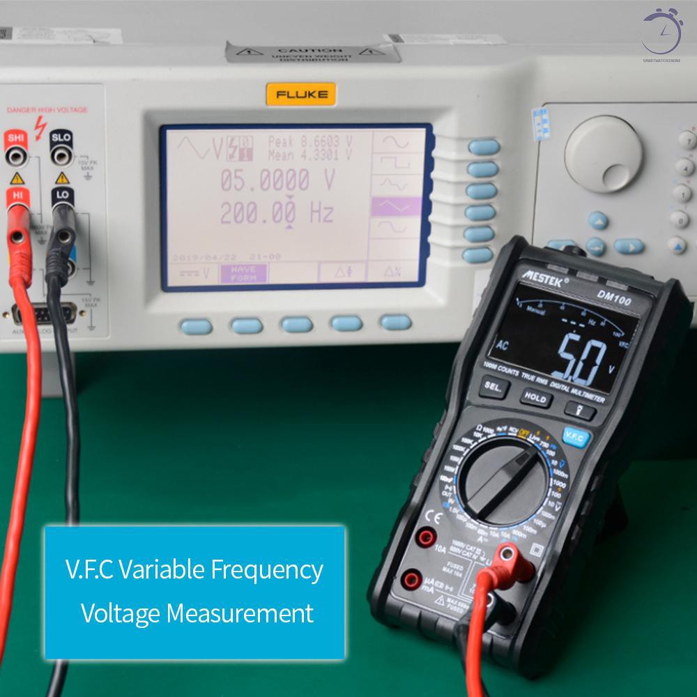 MESTEK 10000 Đếm True RMS Đồng hồ vạn năng kỹ thuật số đa chức năng Đo điện áp AC / DC Điện trở hiện tại Điện dung Tần số Diode Nhiệt độ và độ ẩm NCV Live Line Tester Chống cháy Cầu chì Báo động Đa năng♠