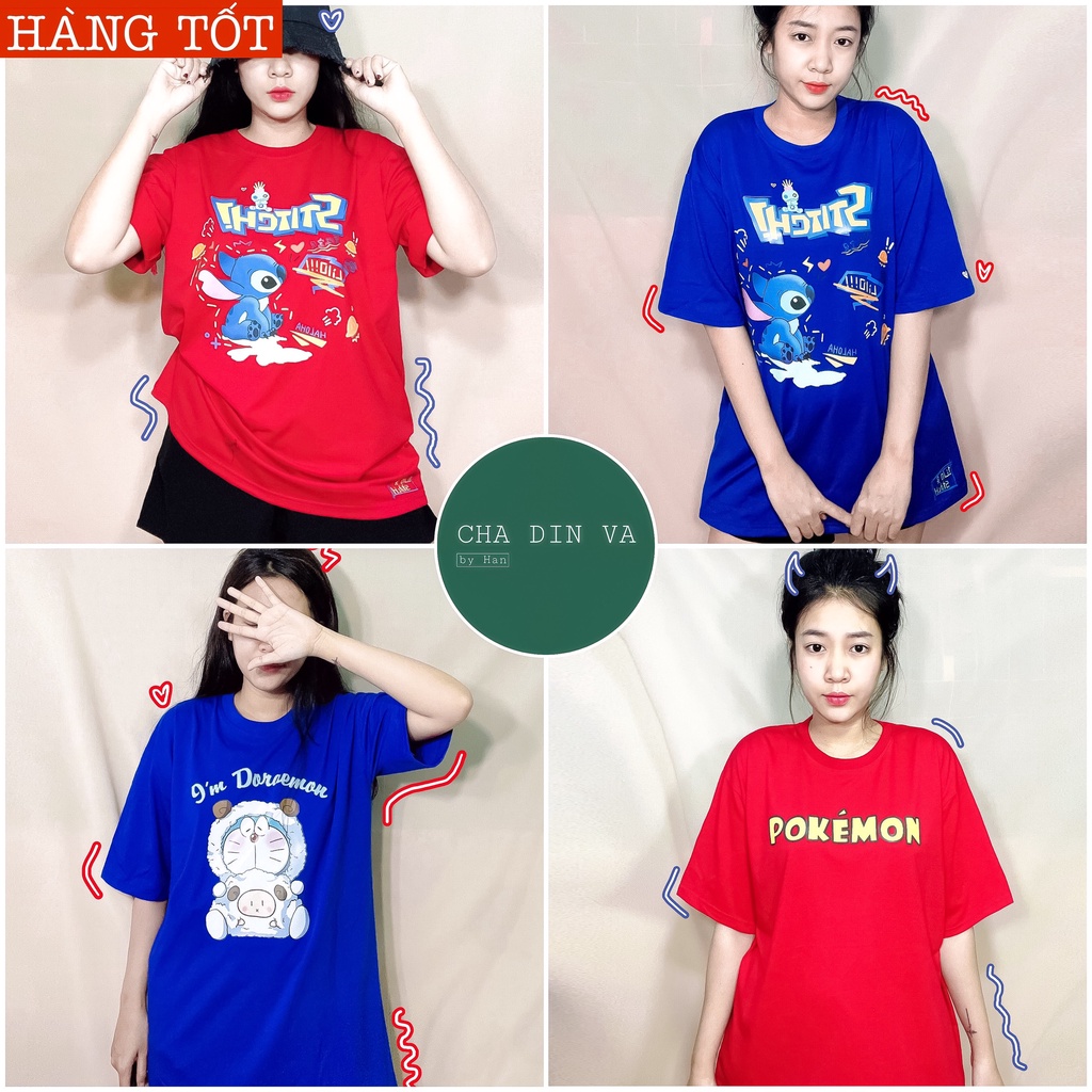 Áo Thun Nữ From Rộng Tay Lỡ. Áo thun họa tiết hoạt hình màu sắc dễ thương, chất liệu cotton, hàng tốt. CHADINVA