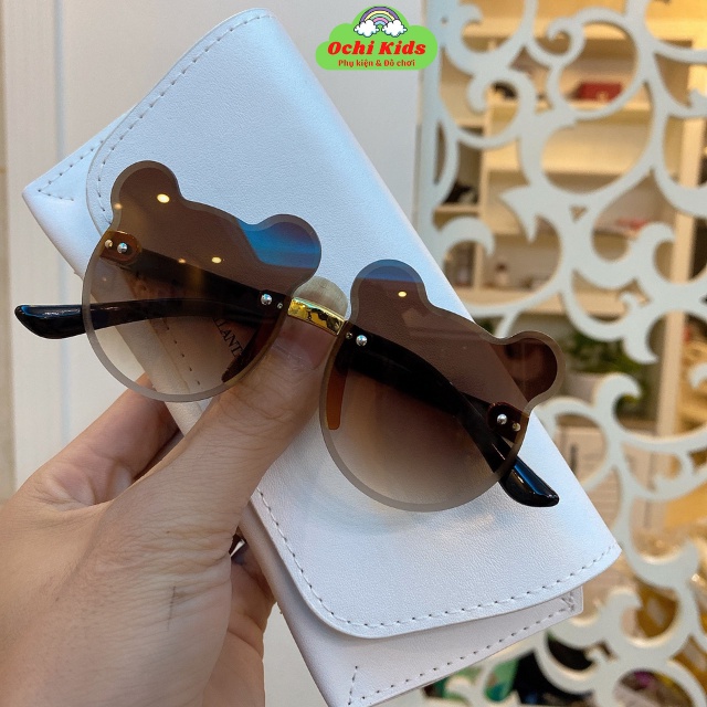 Kính trẻ em chống nắng, kính mát bé gái hình tai gấu thời trang đáng yêu Ochi Kids
