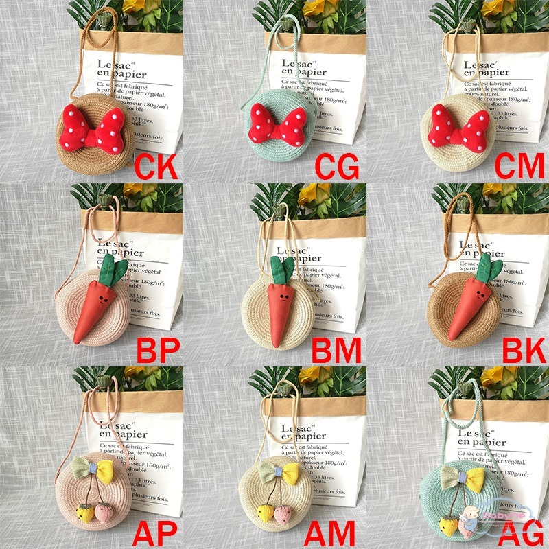 Túi Rơm Đeo Chéo Kiểu Dáng Hoạt Hình Xinh Xắn Dành Cho Bé Gái