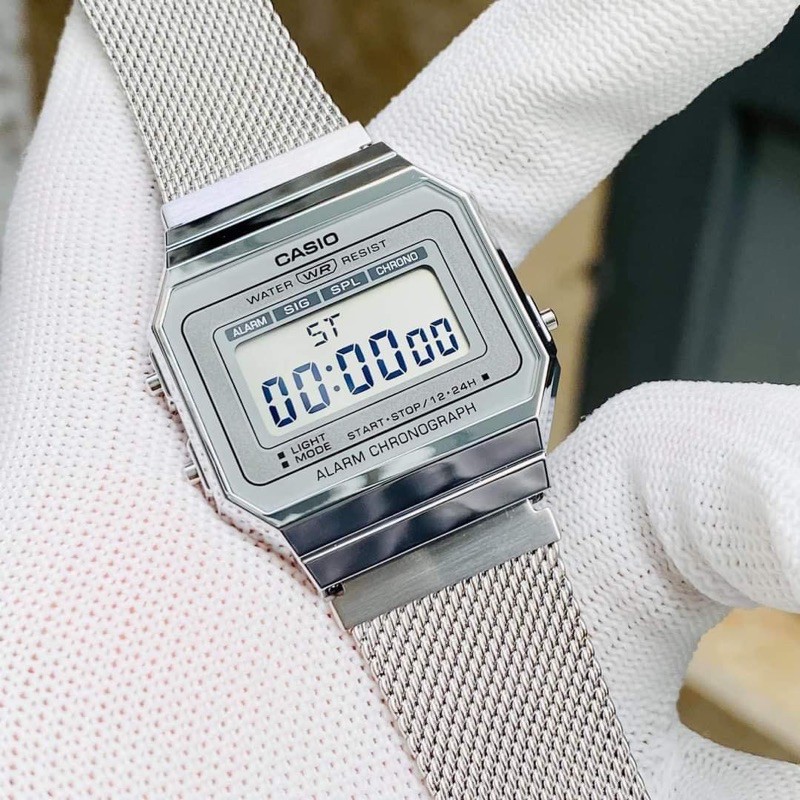 Đồng hồ Unisex chính hãng Casio A700 Siêu Mỏng – Siêu nhẹ – Mặt Kính Khoáng