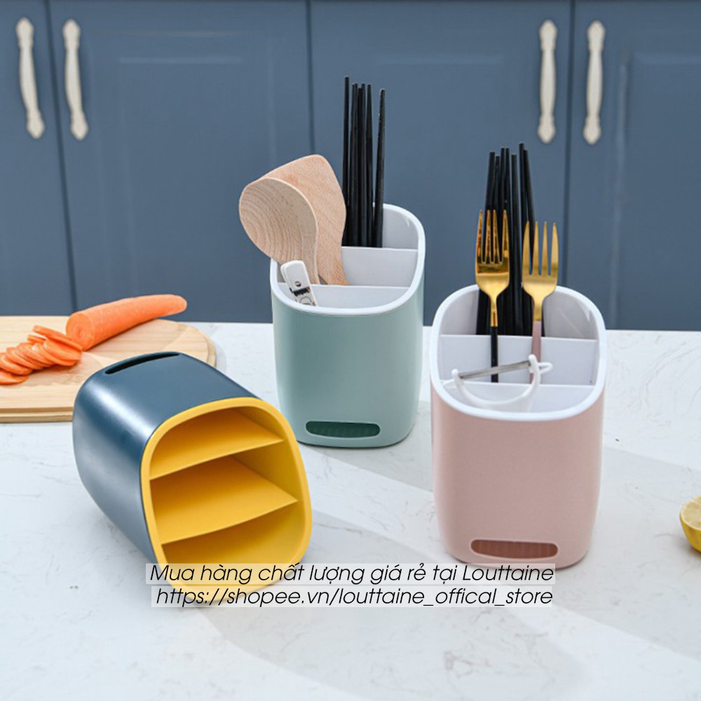 Giỏ ổng đựng đũa thìa đồ dùng nhà bếp 2 lớp đa năng, chất liệu nhựa cao cấp màu sắc bắt mắt | BigBuy360 - bigbuy360.vn
