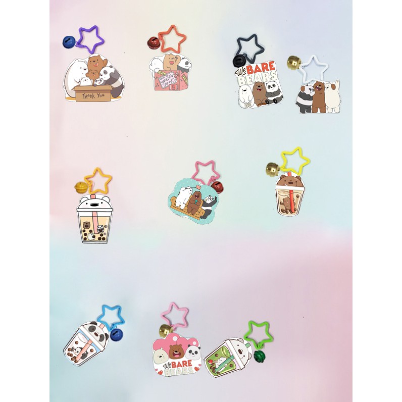 Móc khoá ba anh em gấu dẹt vòng MKI6 bare bear móc khoá cute móc khoá dễ thương