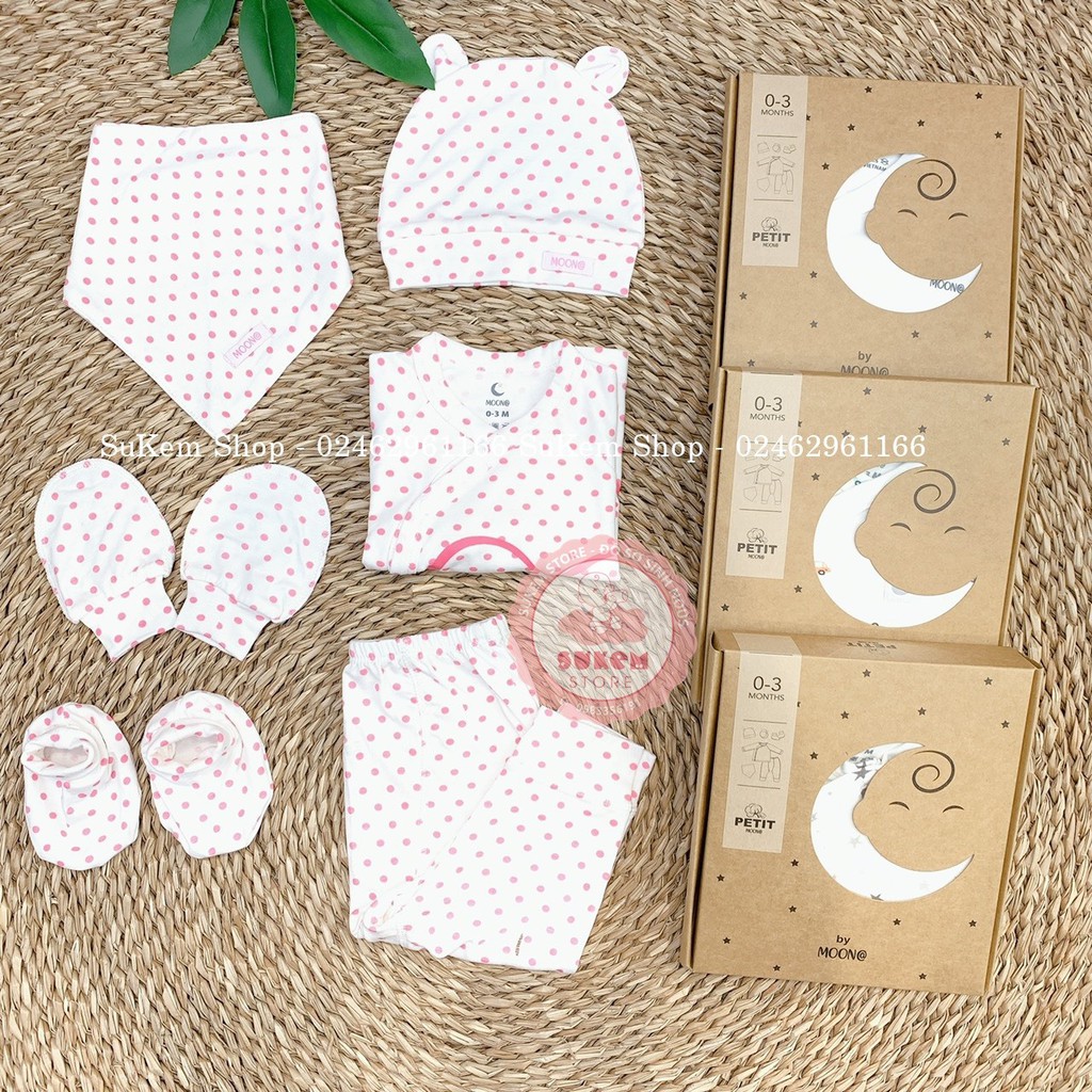 Set Bộ Rời Sơ Sinh Moon Petit Siêu Mềm, Thoáng Cho Bé Sơ Sinh 0-3m