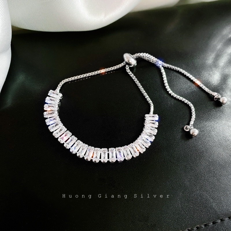 Vòng tay dây rút đá Bạc Thật - HuongGiang.Silver