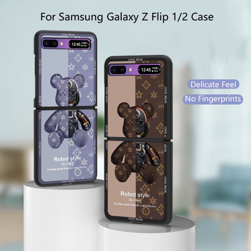 Ốp Điện Thoại Da Gập Chống Sốc Họa Tiết Gấu Hoạt Hình Cho Samsung Galaxy Z Flip 1/2