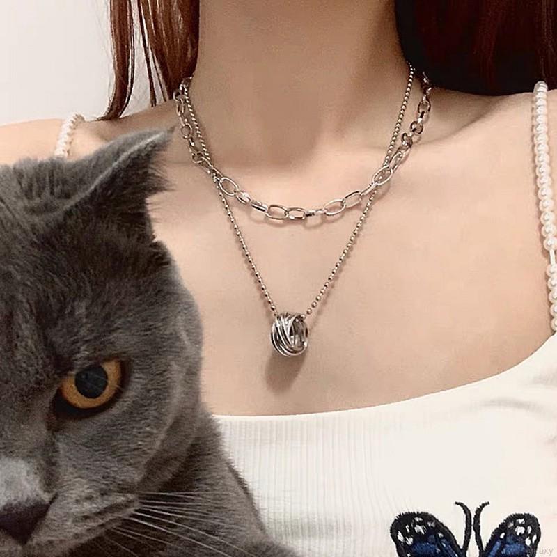 Dây Chuyền Hợp Kim Nhiều Lớp Phong Cách Hàn Quốc Cho Nữ