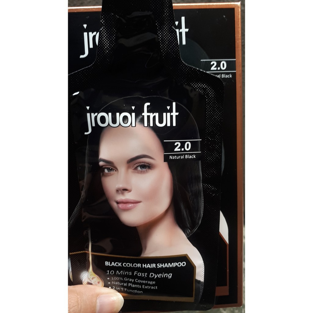 Combo hộp 8 gói GỘI LÀ ĐEN Jrouoi Fruit Black Color Hair Shampoo 8x30ml