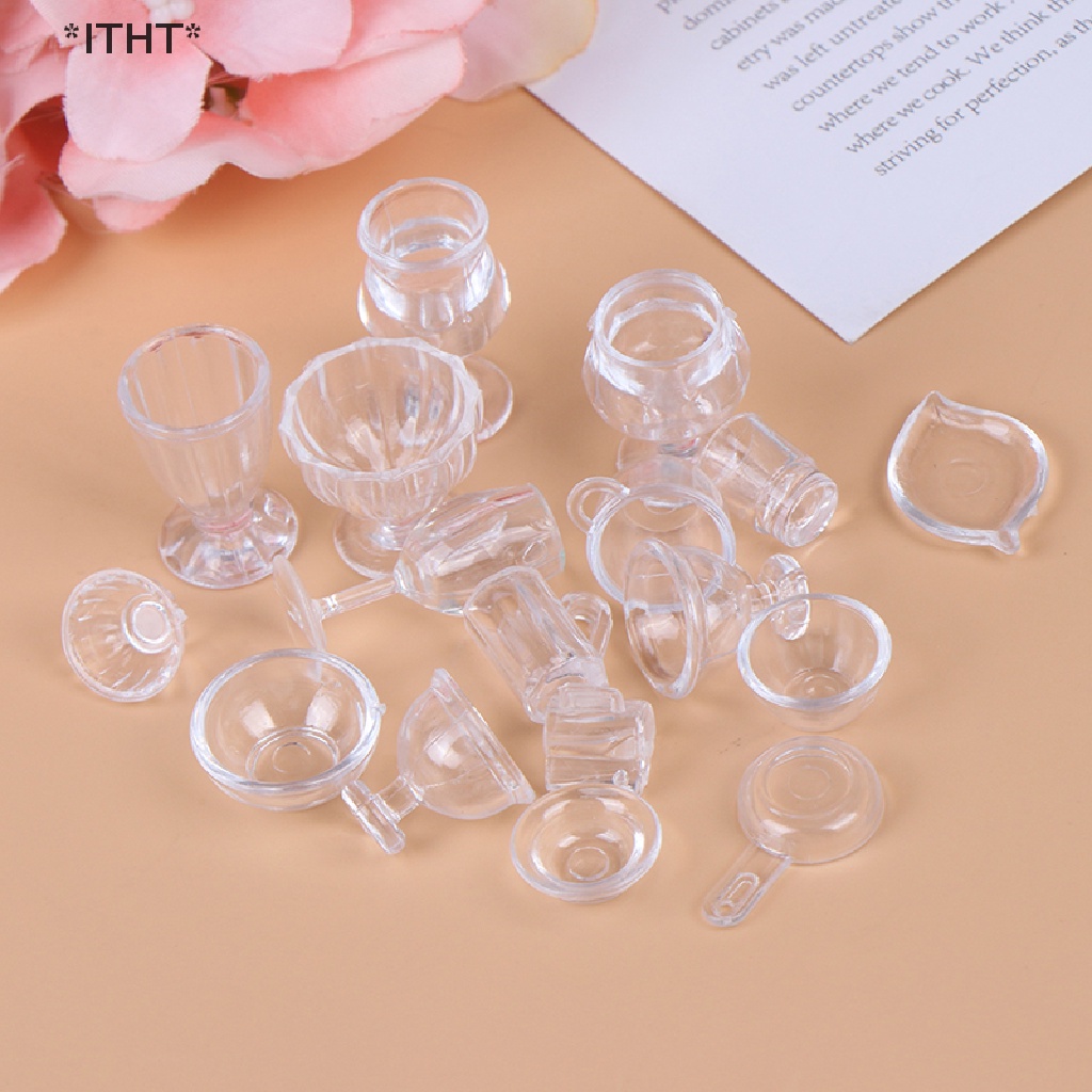 Set đồ chơi 17 món trong suốt DIY cho nhà búp bê 1:12