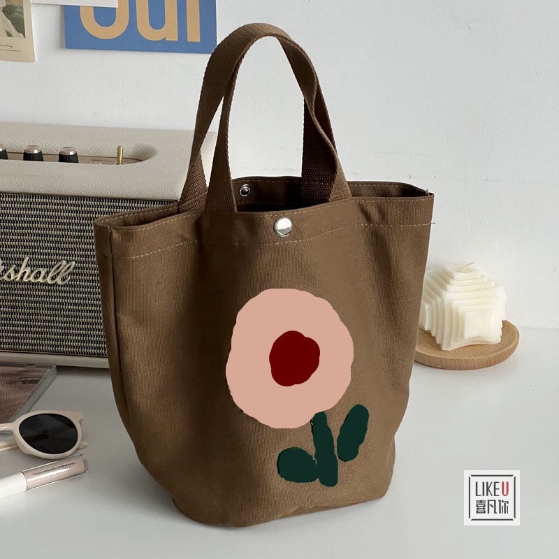 Túi Canvas Đựng Hộp Cơm Trưa Thiết Kế Đơn Giản Sức Chứa Lớn Cao Cấp Thời Trang Theo Phong Cách Nhật Bản Cho Nữ