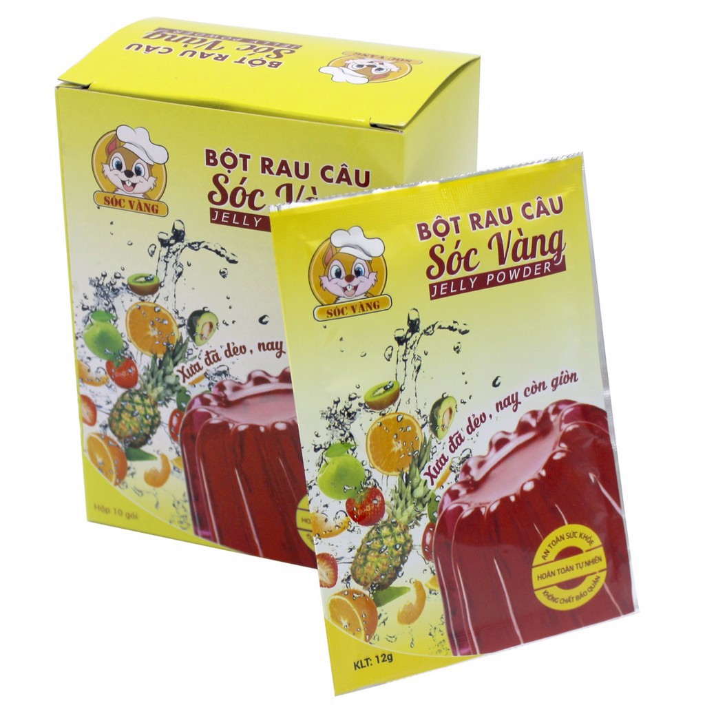 Bột Rau Câu Dẻo Giòn Sóc Vàng Hộp 10 gói