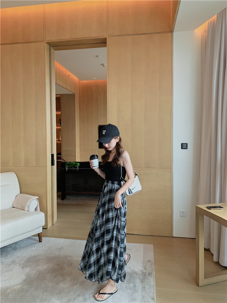 Váy Voan Dài Ngang Gối Kẻ Sọc Caro 51878