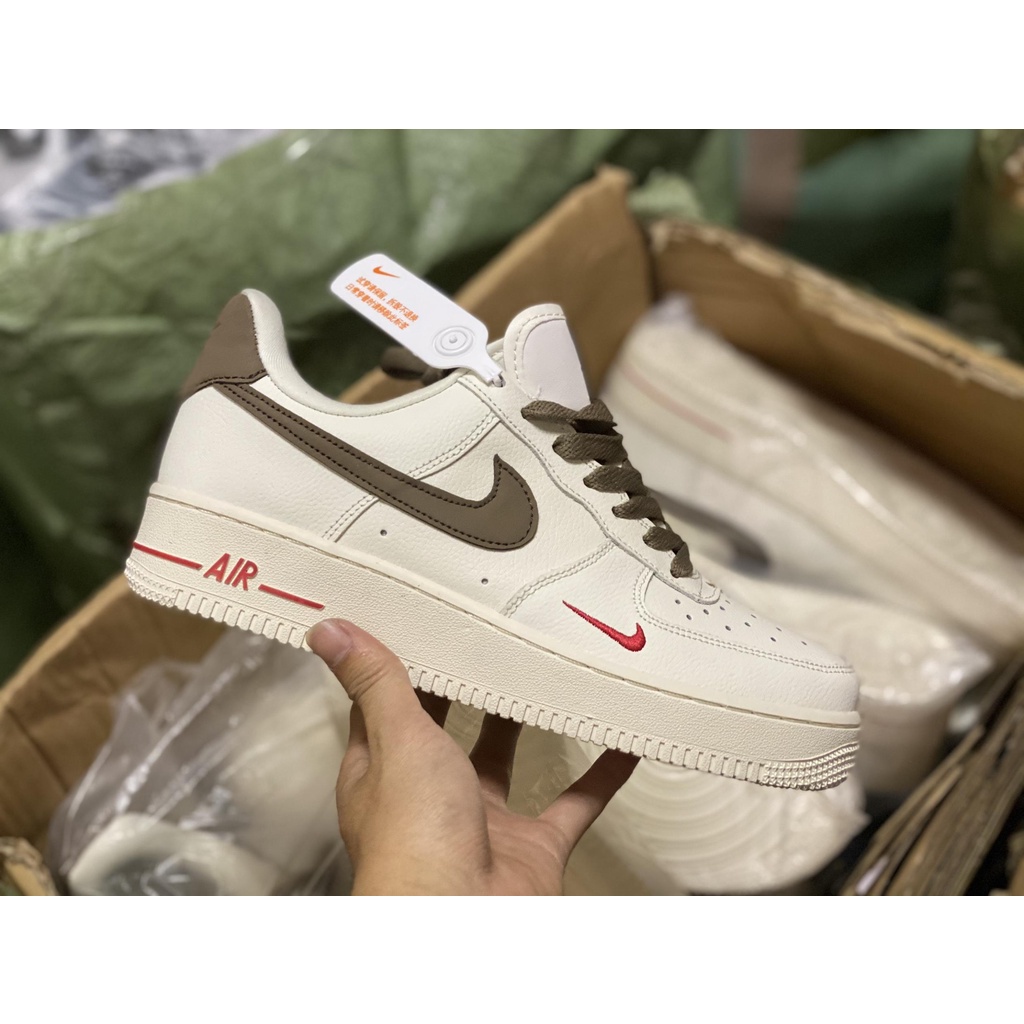 Giày thể thao nike_AF1 vệt nâu, Giày sneaker air force 1 low premium white brown nam nữ cực chất dễ phối đồ | BigBuy360 - bigbuy360.vn