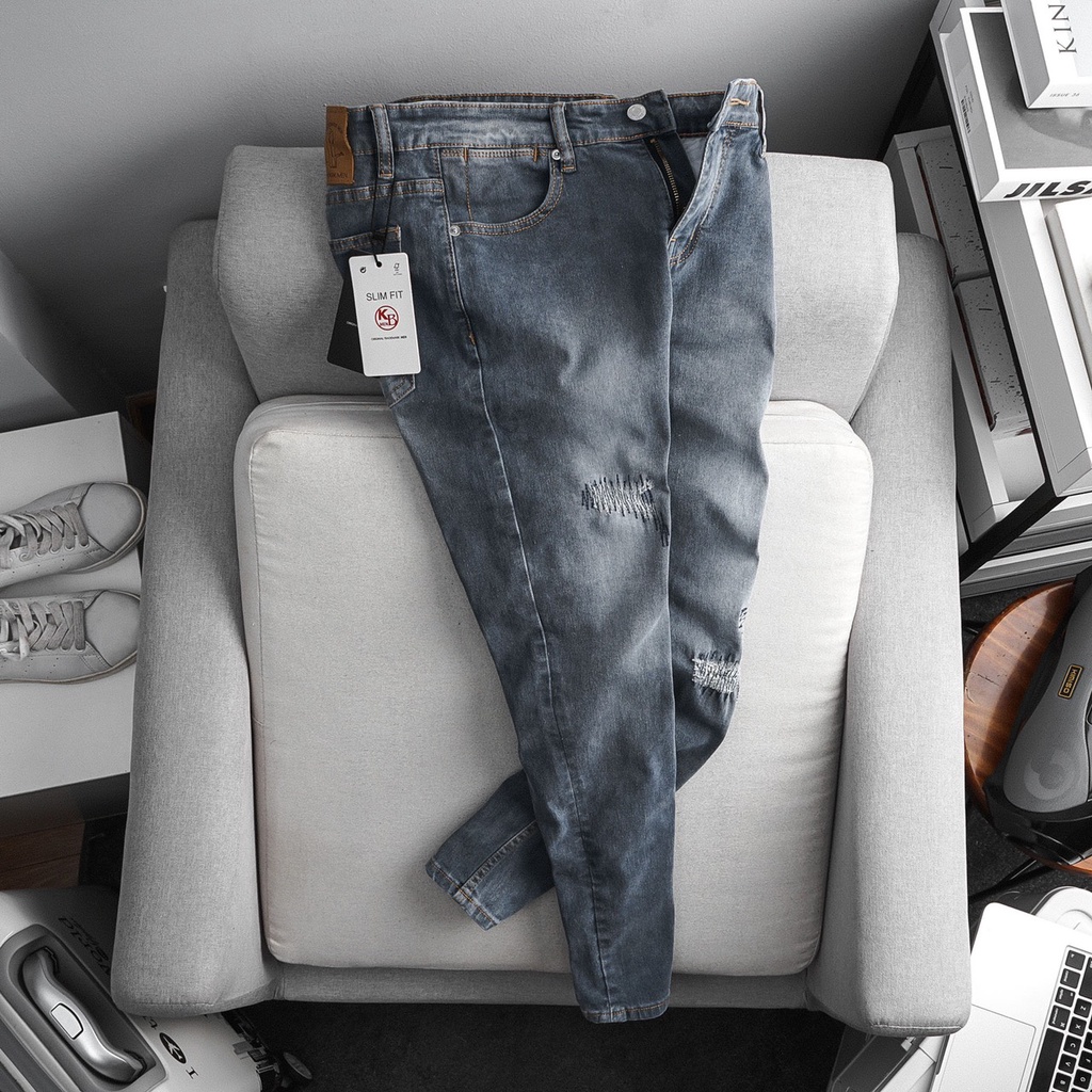 Quần skinny rách gối chất jean cao cấp VNXK