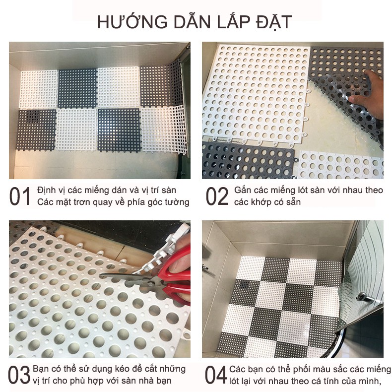 Miếng lót sàn chống trơn trượt cho nhà tắm, nhà vệ sinh, nhà bếp (30x30cm)