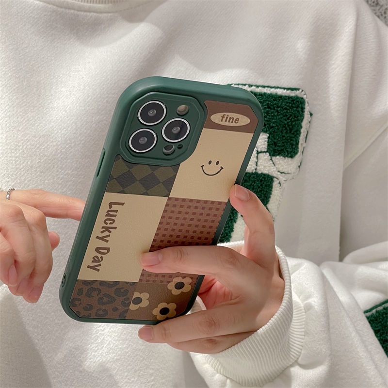 Ốp Điện Thoại Mềm Họa Tiết Mặt Cười Màu Xanh Lá 6710 Cho IPhone 12 13 11 Pro Max X Xs Max Xr