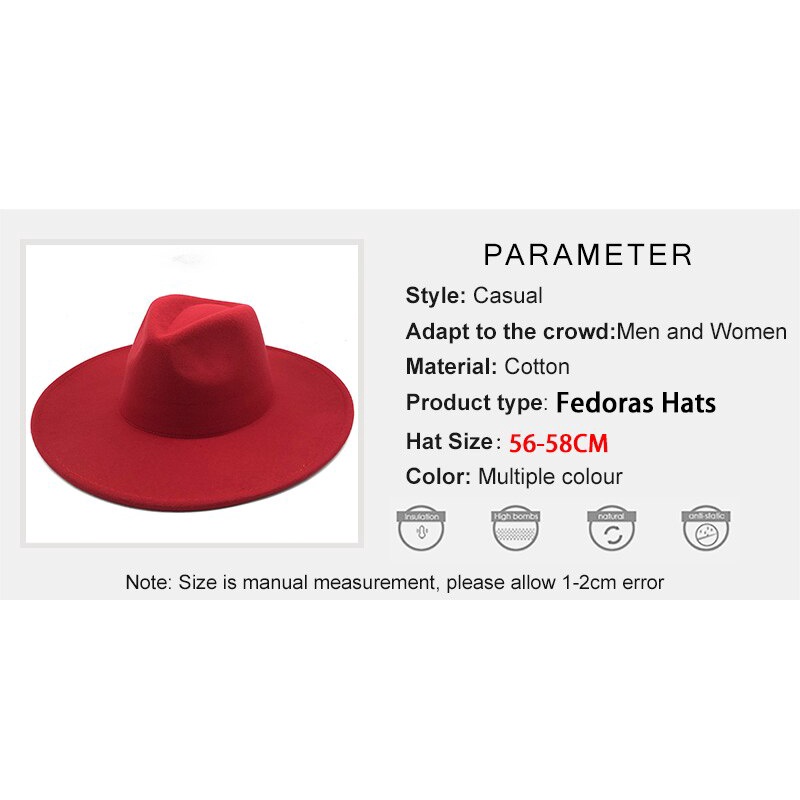 Mũ Fedora Len Rộng Vành Nhiều Màu Sắc Cổ Điển Cho Nam Và Nữ