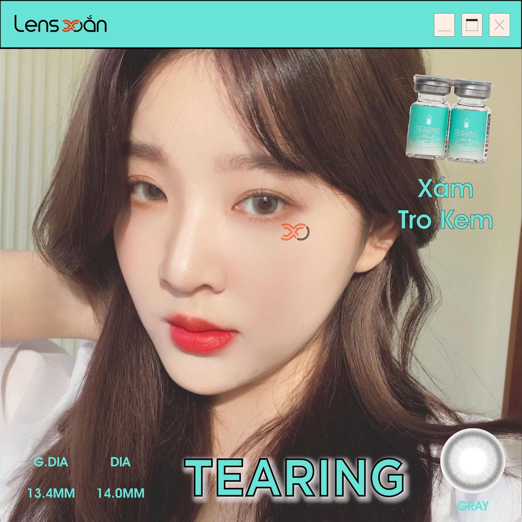 KÍNH ÁP TRÒNG TEARING GRAY- LENS ME: Lens xám kem khói viền ghi đậm | LENS XOẮN