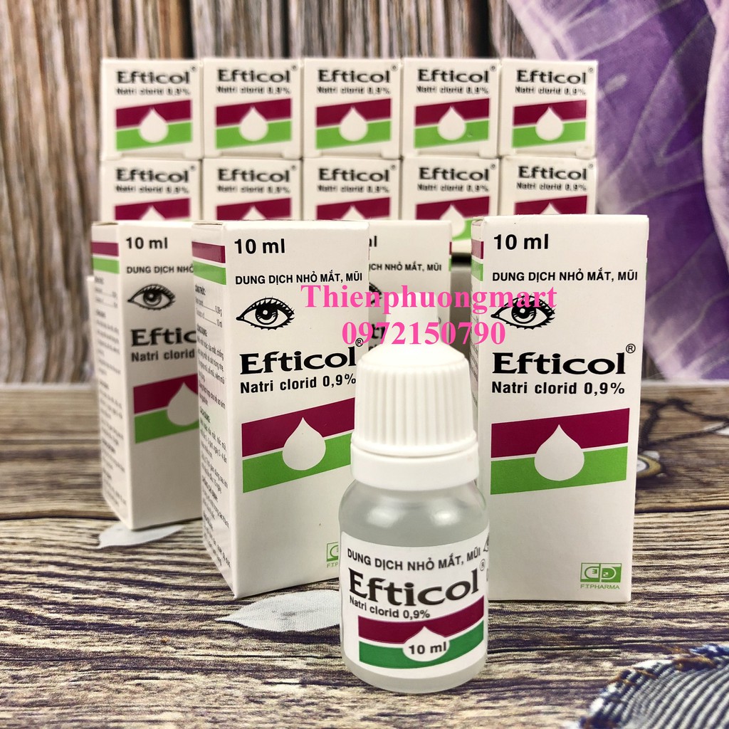 Nước muối sinh lý Efticol atri clorid 0,9% vệ sinh mắt mũi 10ml/ chai ( lốc 10 chai )