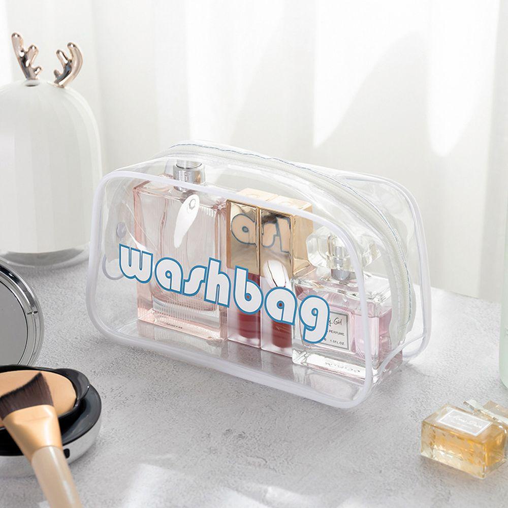 OCEANMAP Túi Đựng Mỹ Phẩm Bằng PVC Trong Suốt In Chữ Chống Thấm Nước Có Khóa Kéo Tiện Dụng Cho Nữ