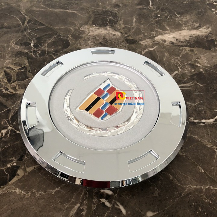 01 Logo chụp mâm, ốp lazang bánh xe ô tô Cadillac Escalade 2007-2014 MÃ K002 ( MÀU BẠC )