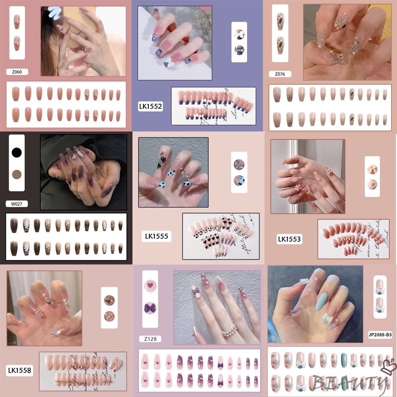 Set 24 Móng Tay Giả Dáng Dài Có Thể Tháo Rời Tiện Dụng