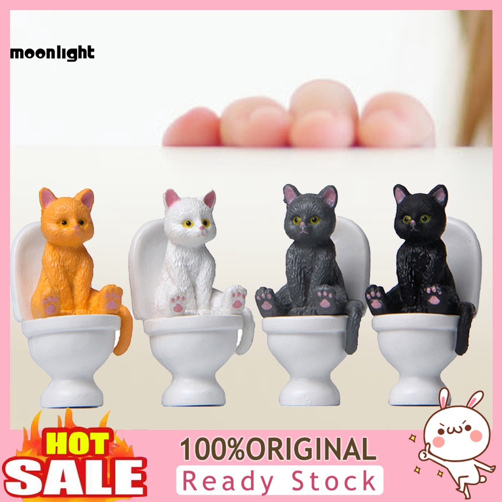 Đồ chơi mô hình chú mèo ngồi toilet ngộ nghĩnh cho bé