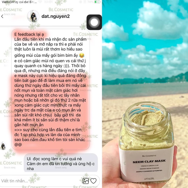 [Mã SKAMLTSM9 giảm 10% đơn 99K] Mask đất sét xanh & neem tươi (xem feedback thật) mua 2 tặng 1