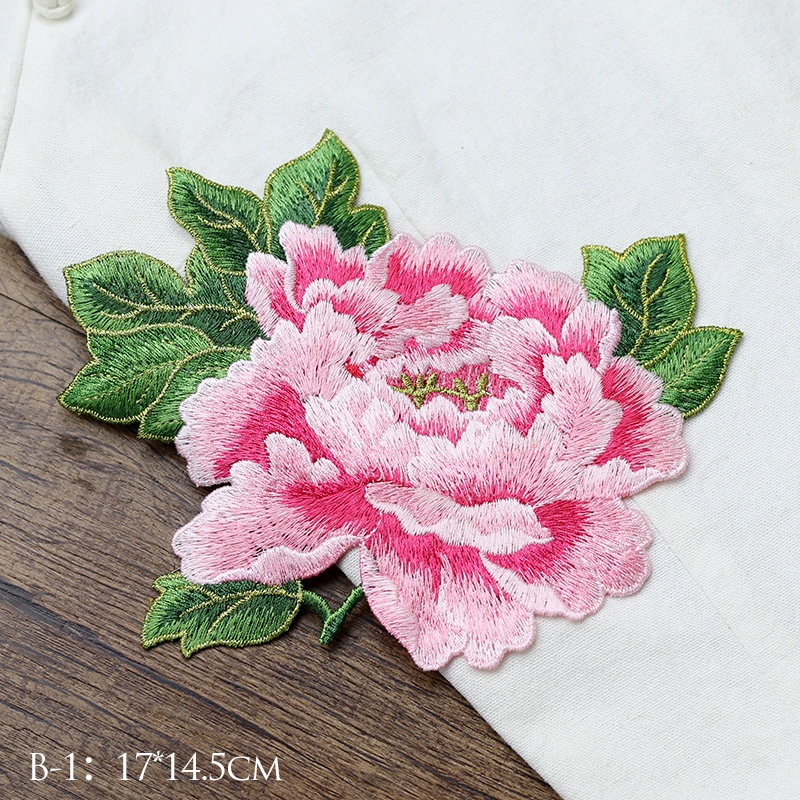 Miếng Vải Vá Lỗ Thêu Hoa Mẫu Đơn Trang Trí Sườn Xám diy