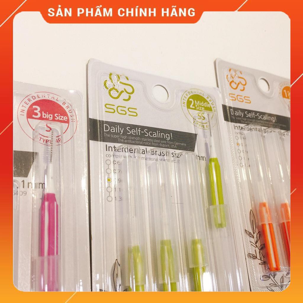 Chải kẽ răng cao cấp SGS kiểu I size 0.7mm nhập khẩu từ Hàn Quốc ( vỉ 4 cây )