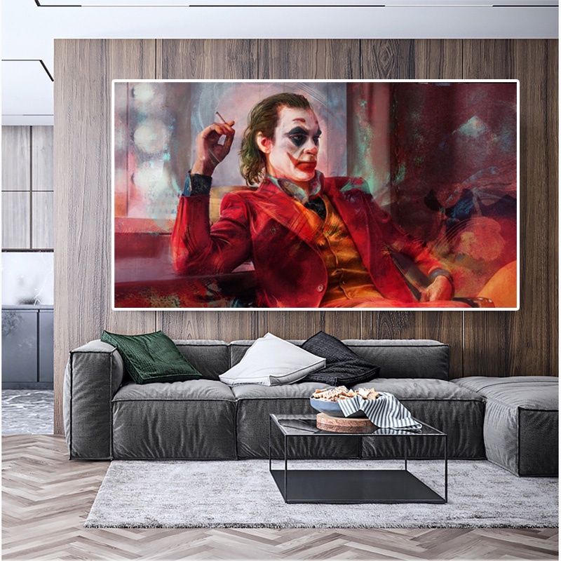 Tranh Vải Bạt Treo Tường In Hình Joker Phim Phillips Trang Trí Nhà Cửa