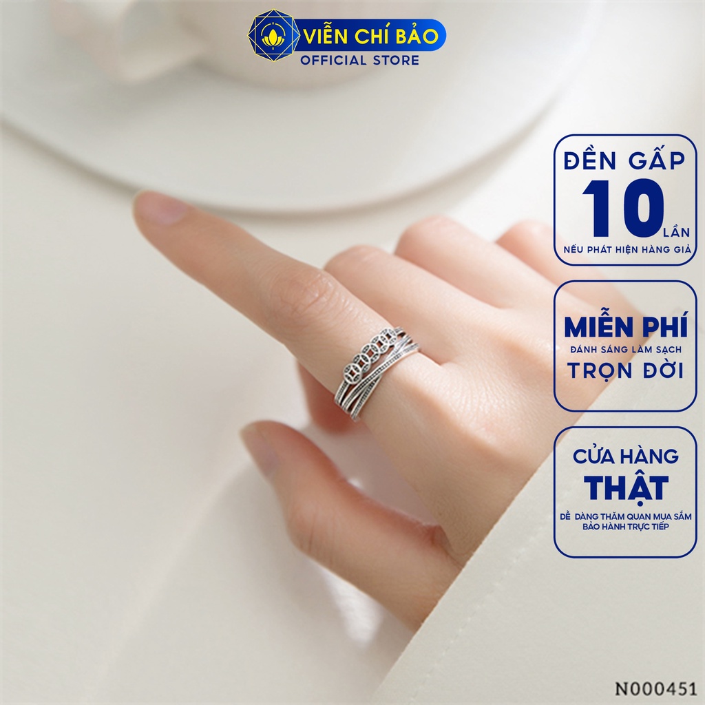Nhẫn bạc nữ kim tiền chất liệu bạc S925 thời trang phụ kiện trang sức nữ thương hiệu Viễn Chí Bảo N000451