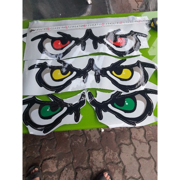 cặp tem đôi mắt phản quang dán xe tải, tem xe tải kia, cặp ngựa đỏ vàng 40x20cm huyndai, izuzu ...