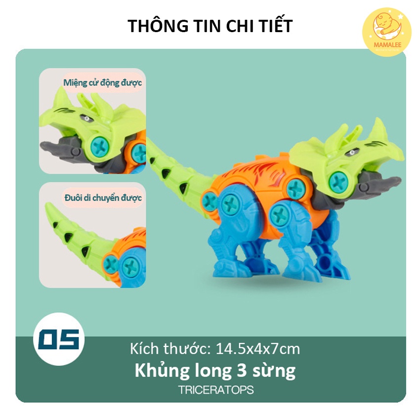 Khủng Long Lắp Ráp Biến Hình Robot 6 Trong 1 Có Tua Vít Tháo Lắp - Đồ Chơi Phát Triển Kỹ Năng Cho Bé