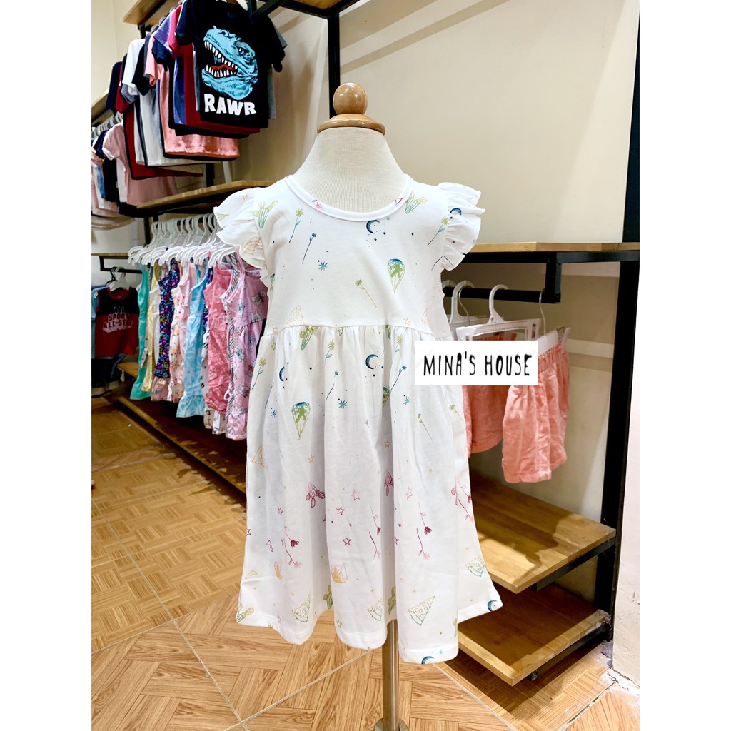 [ẢNH - VIDEO THẬT] Váy HM cánh tiên cotton mềm mịn thoáng mát nhiều họa tiết siêu rẻ bé gái size 1-6 tuổi