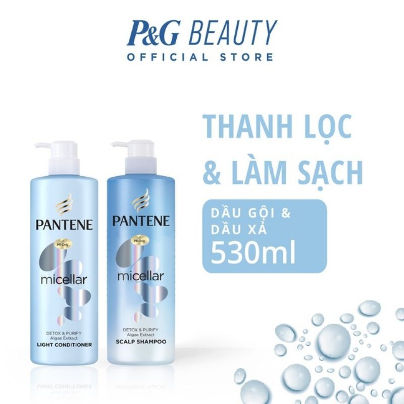 CHÍNH HÃNG (530ml) Bộ dầu gội xả Pantene Micellar làm sạch sâu 530ml CÁC LOẠI