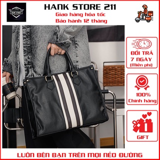Túi xách nam công sở đẹp da pu cao cấp loại cặp đựng laptop ipad tài liệu kèm dây đeo vai chéo hank store