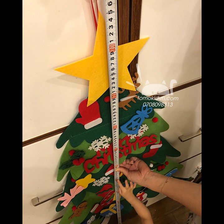 Sỉ/lẻ Cây thông noel 5 lớp vải dạ bóc dán LOẠI 1 - 32 miếng dán 105x70cm