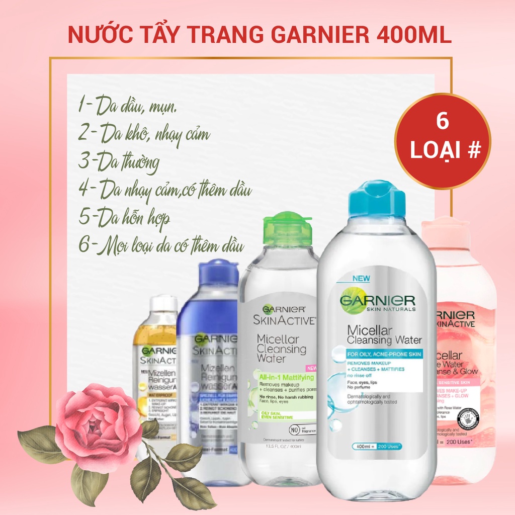 Nước tẩy trang, Tẩy trang Garnier 400ml | HÀNG CHÍNH HÃNG|