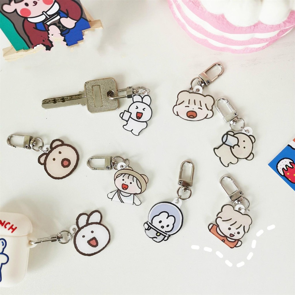 Móc Chìa Khoá Hoạt Hình Bằng Acrylic Có Kẹp Lò Xo Tiện Lợi MPK09