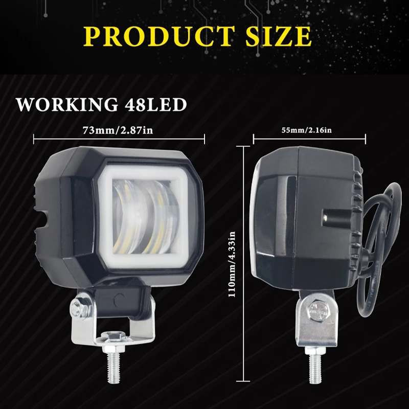 1 Đèn Pha LED Mắt Thiên Thần Hình Vuông Chống Nước 12V 6000K 20W Cho Xe Hơi / Xe Máy