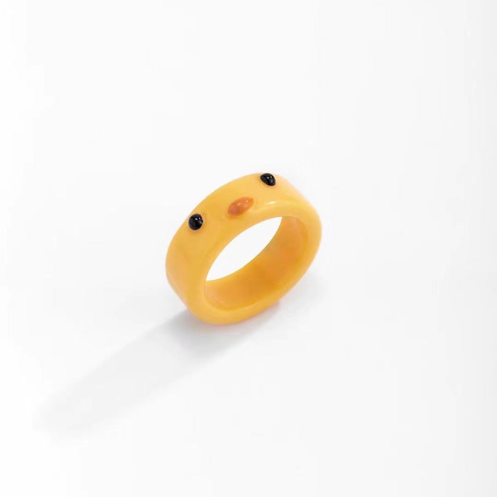 Nhẫn phong cách unisex hình chú ếch nhiều màu sắc xinh xắn