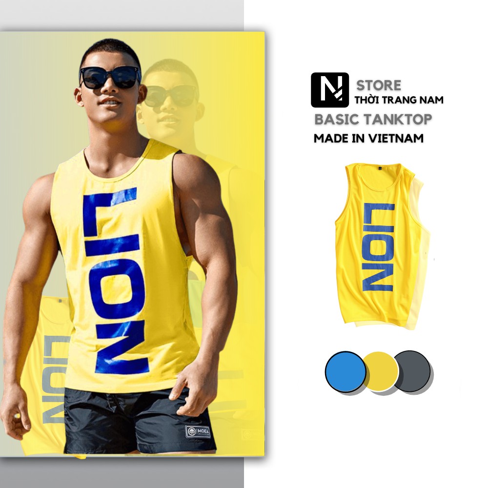 Áo ba lỗ tập gym LION, áo thun ba lỗ nam cao cấp Phong Cách Hàn Quốc_ABL02