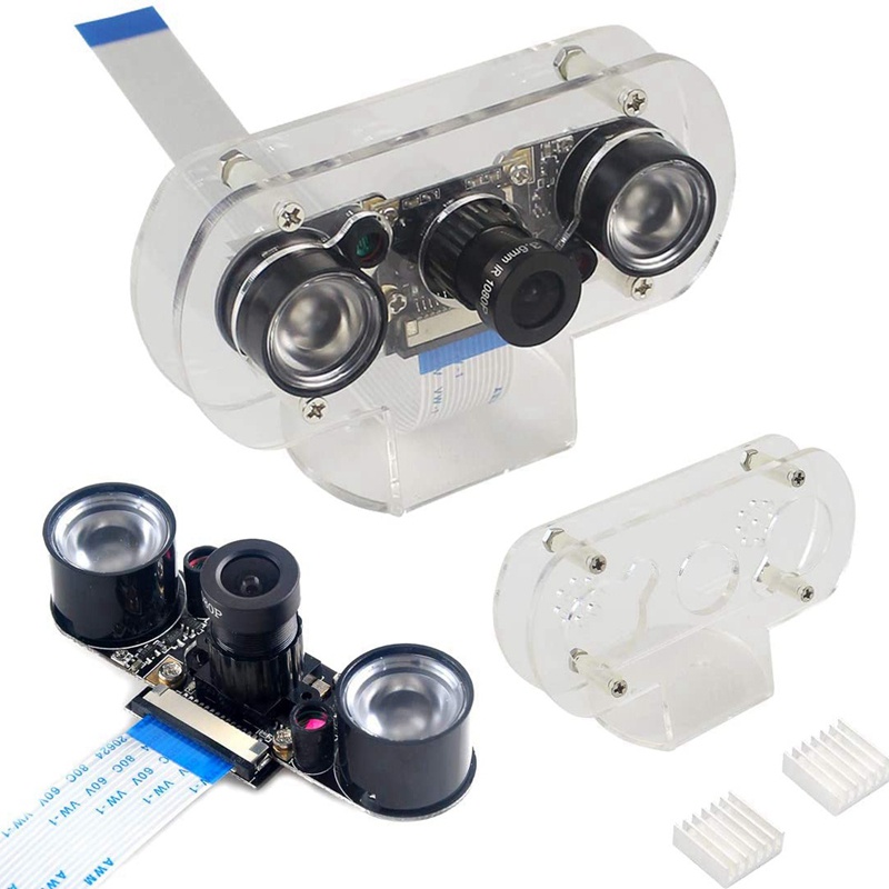 Camera Hồng Ngoại 5MP Cho Raspberry Pi 4B/3B+/3B/2B Tầm Nhìn Đêm 1080P Kèm Giá Đỡ